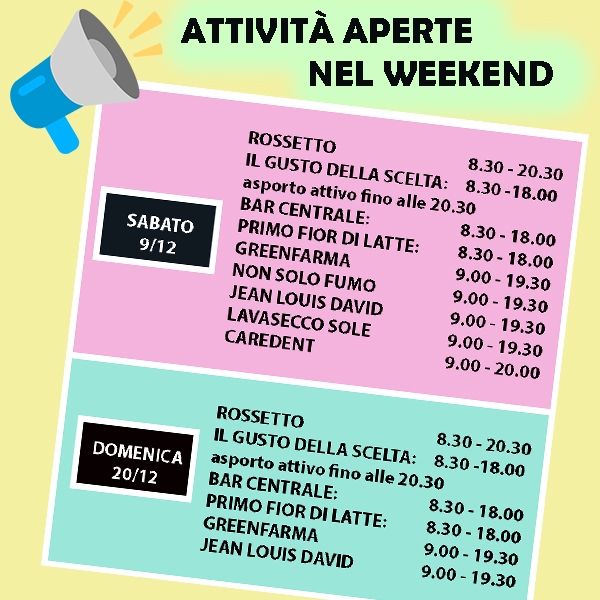 Attività aperte nel weekend