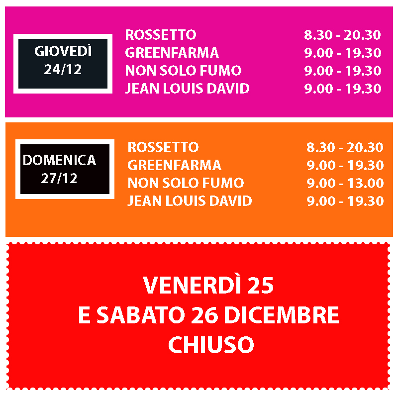 Attività aperte il 24 e 27 dicembre!