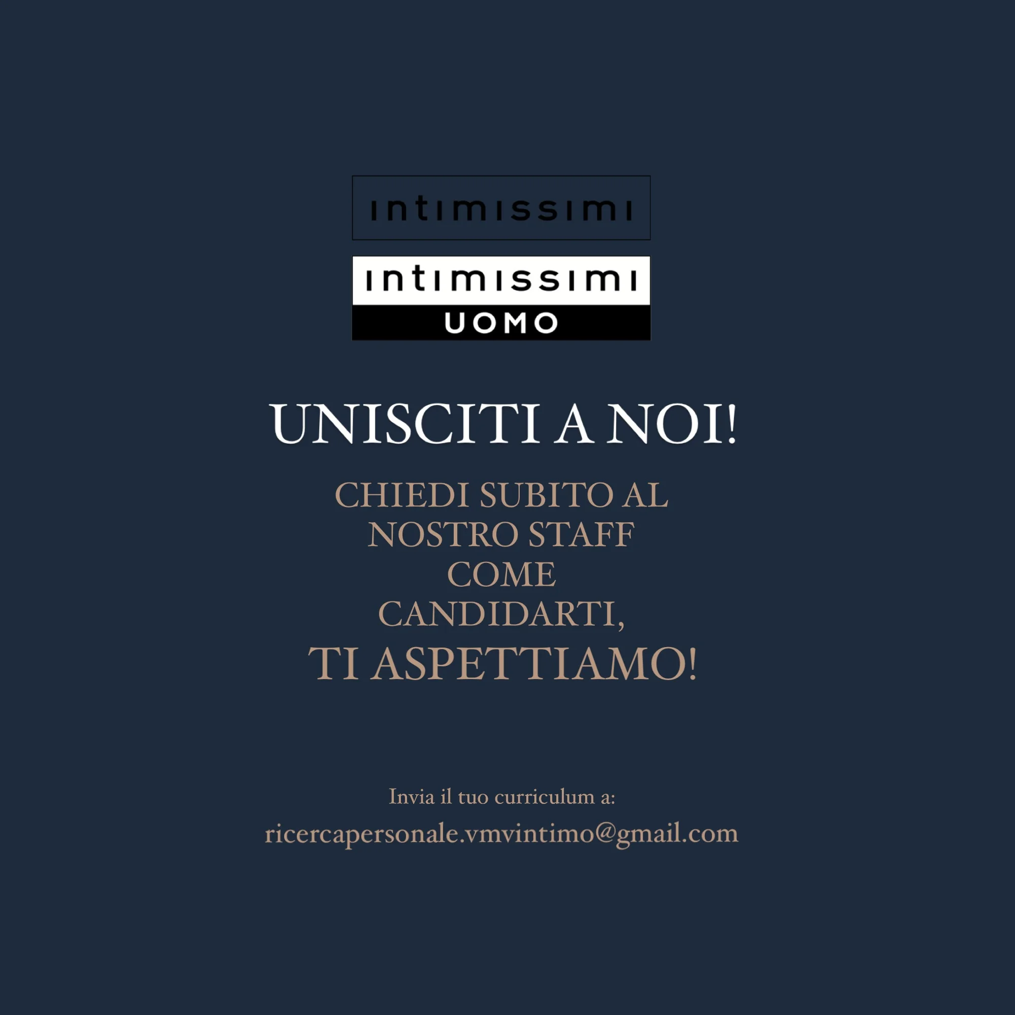 Intimissimi Uomo cerca personale!